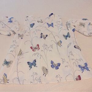 Ladies linen cotton blend butterfly cold shoulder blouse